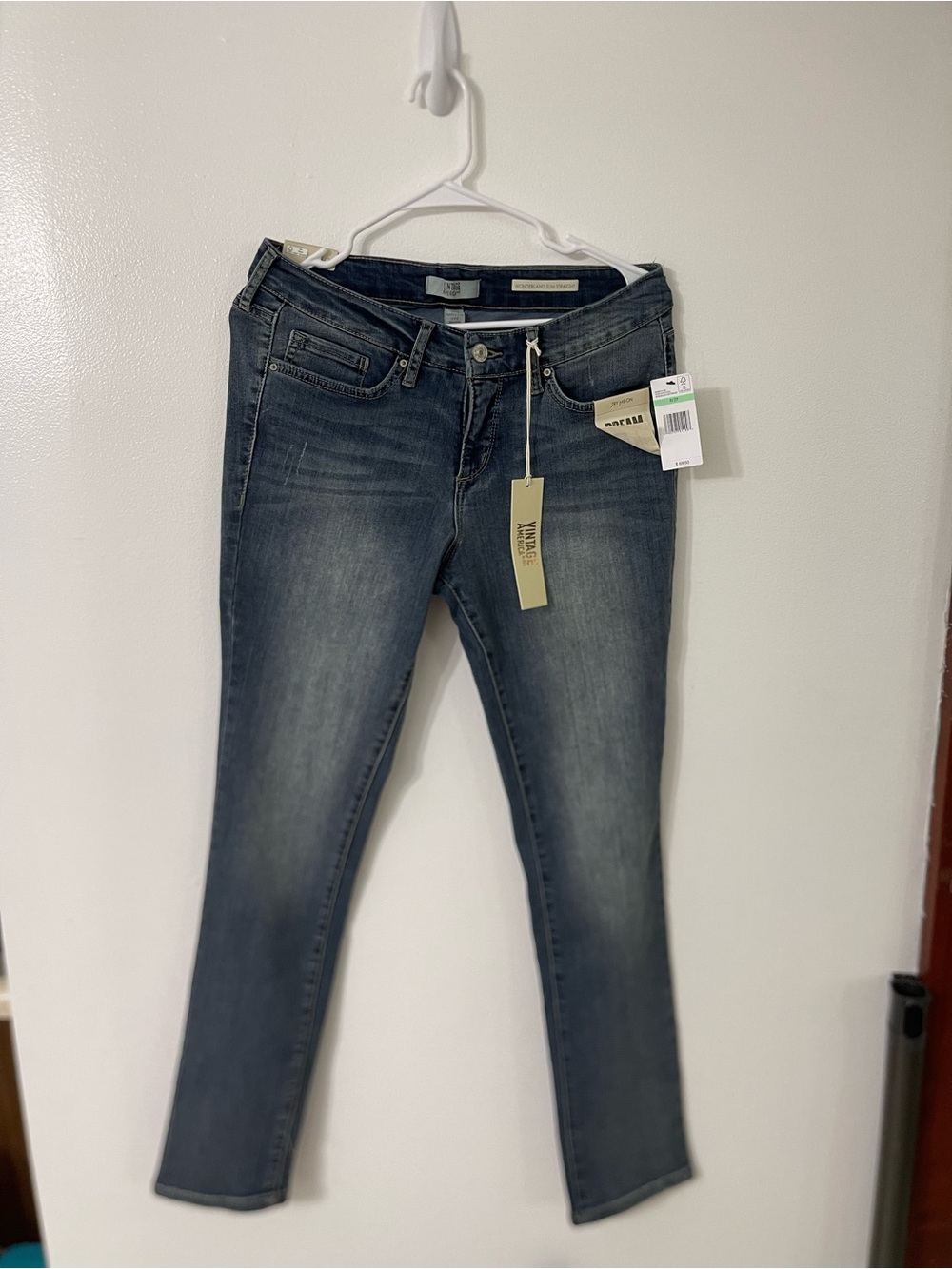 Vintage America Wonderland Slim Straight Women's Washed Blue jeans